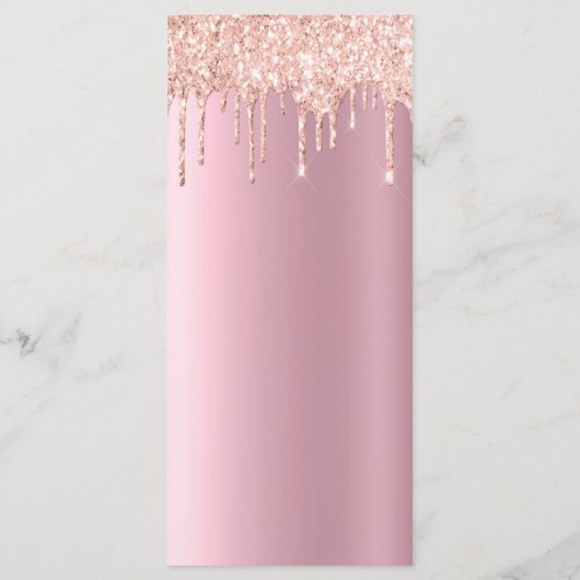 Glam roze roze goudglitterdruppels Birthday Progra Programma (Achterkant)