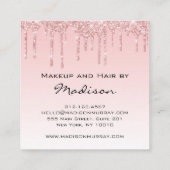 Glam roze roze roodbruine glitter druppelt artiest vierkante visitekaartje (Achterkant)