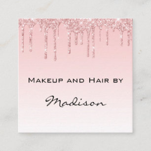 Glam roze roze roodbruine glitter druppelt artiest vierkante visitekaartje