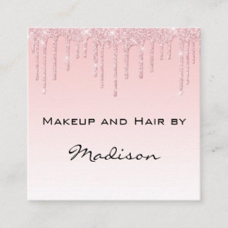 Glam roze roze roodbruine glitter druppelt artiest vierkante visitekaartje