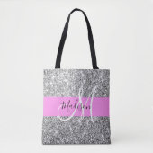 Glam Roze & Silver Glitter Sparkles Monogram Draagtas (Voorkant)