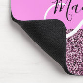 Glam Roze & Violet Glitter Sparkles Monogram Muismat (Hoek)