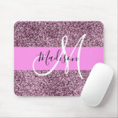 Glam Roze & Violet Glitter Sparkles Monogram Muismat (Met muis)