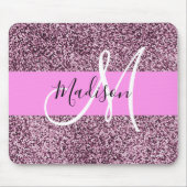 Glam Roze & Violet Glitter Sparkles Monogram Muismat (Voorkant)