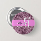 Glam Roze & Violet Glitter Sparkles Monogram Ronde Button 5,7 Cm (Voorkant /achterkant)