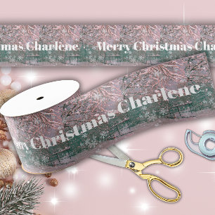 Glam Roze Winter Kerstsegen Grosgrain Lint