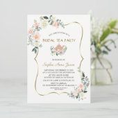 Glam Roze Witte Bloemstuk Gouden Lijst Bruiloft Th Kaart (Staand voorkant)