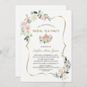 Glam Roze Witte Bloemstuk Gouden Lijst Bruiloft Th Kaart (Voorkant / Achterkant)