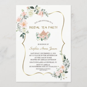 Glam Roze Witte Bloemstuk Gouden Lijst Bruiloft Th Kaart