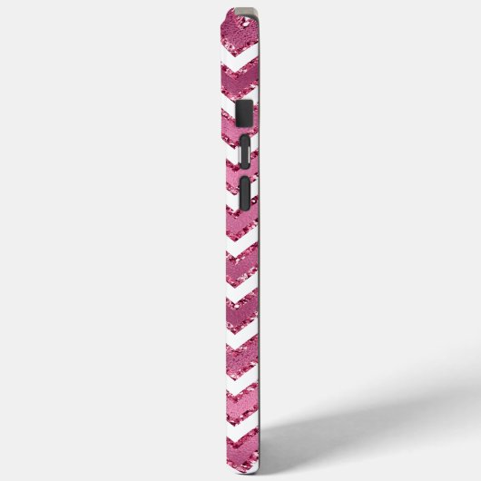 Glam Roze Witte Zigzag Stripes Case-Mate iPhone Case (Achterkant / Links)