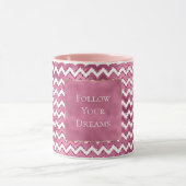Glam Roze Witte Zigzag Stripes Mok (Midden)