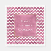 Glam Roze Witte Zigzag Stripes Servet (Voorkant)