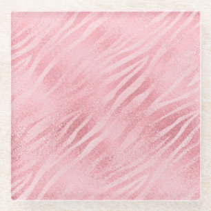 Glam Roze Zebra Print Glazen Onderzetter