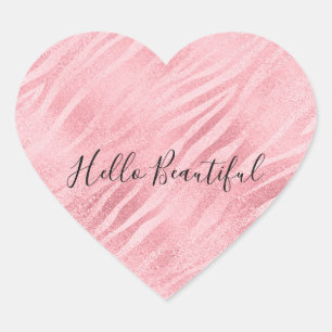 Glam Roze Zebra Print Hart Sticker