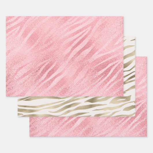 Glam Roze Zebra Print Inpakpapier Vel (Set)