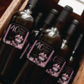 Glam Roze Zwart Mode 40e Verjaardagsfeestje Sparkling Wijnetiket