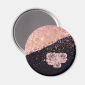 Glam Roze Zwarte Glitter Blush Rozen Magneet (Voorkant / Achterkant)