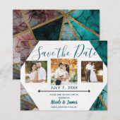 Glam Rust Blush Blauwgroen & Gold Chic Modern Save (Voorkant / Achterkant)