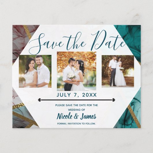 Glam Rust Blush Blauwgroen & Gold Chic Modern Save (Voorkant)