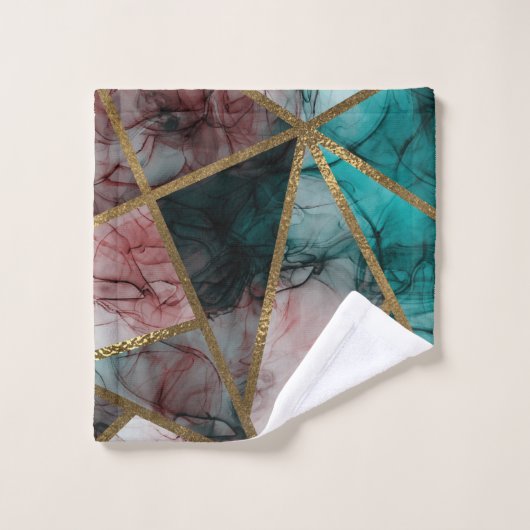 Glam Rust Blush Turquoise & Gold Chic Moderne Glam (Gant de toilette)