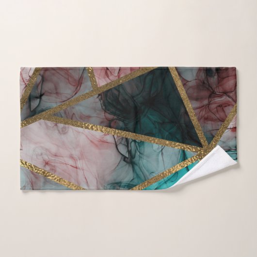 Glam Rust Blush Turquoise & Gold Chic Moderne Glam (Serviette à main)