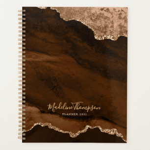 Glam Rust Gold Velvet Agate Géode Script