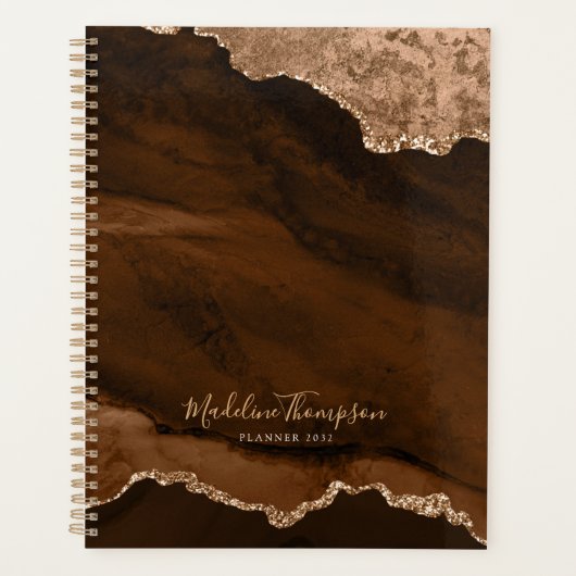 Glam Rust Gold Velvet Agate Geode Script Planner (Voorkant)