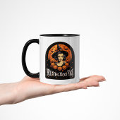  glam rustende heks gezicht grappige halloween mok