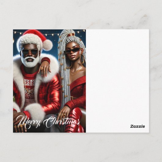 Glam Santa & Mrs. Claus Luxury Xmas Card Briefkaart (Achterkant)