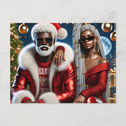 Glam Santa & Mrs. Claus Luxury Xmas Card Briefkaart (Voorkant)