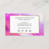 Glam Script Fuchsia Waterverf Faux Gold Dust Visitekaartje (Achterkant)