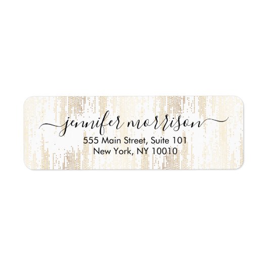 Glam Script Gold Confetti Etiket (Voorkant)