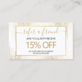 Glam Script Gold Confetti Rain Reference Visitekaartje (Voorkant)