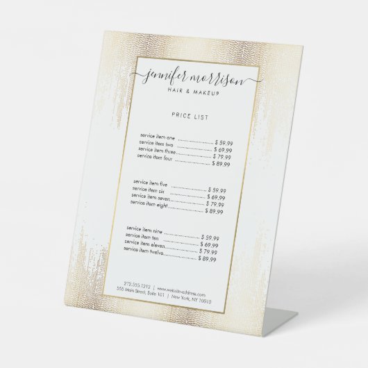 Glam Script Gold Confetti Reclamebord Met Voetstuk (Voorkant)