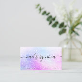 Glam script handtekening holografische roze glitte visitekaartje (Staand voorkant)