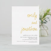 Glam Script Names QR Code Weddenschap Luxe Real Folie Uitnodiging (Staand Voorkant)