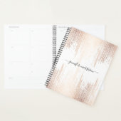 Glam Script Rose Gold Confetti Pluie Planner (Devant avec enveloppe)