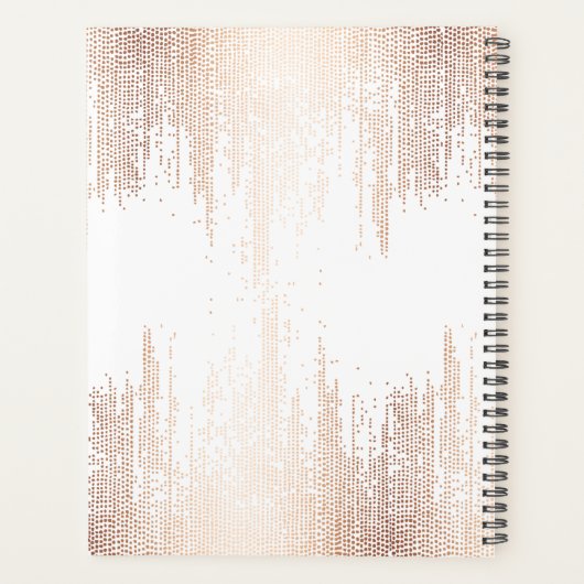 Glam Script Rose Gold Confetti Pluie Planner (Dos)