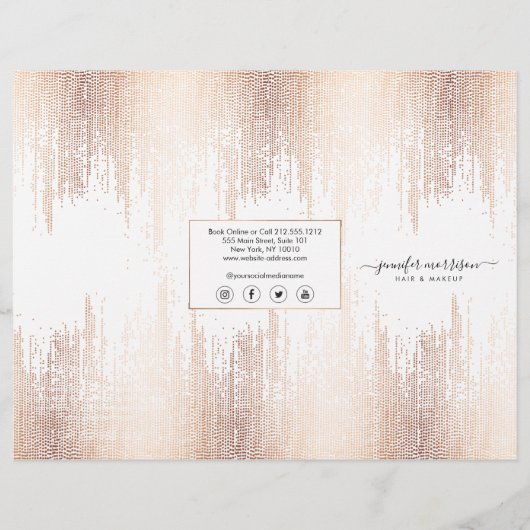 Glam Script Rose Goud Confetti Regen Drie-Voudig Flyer (Voorkant)