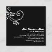 ~ Glam Scroll Diamonds Black Glitter Bling Luxe Vierkante Visitekaartje (Achterkant)