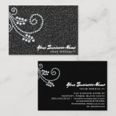 ** Glam Scroll Diamonds Black Glitter Luxe Bling Visitekaartje (Voorkant / Achterkant)