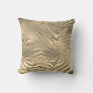 Glam Sepia Gold Animal Zebra Skin Safari Lux Kussen
