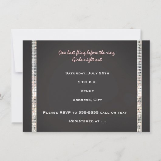 Glam Sequins Disco Sparkle Grey Party Invitation (Dos)