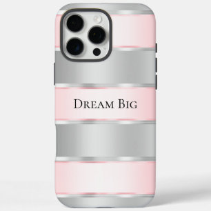 Glam Silver Blush Pink Ribbon iPhone 16 Pro Max Hoesje