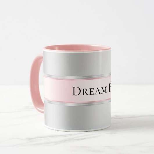 Glam Silver Blush Pink Ribbon Mok (Voorkant links)