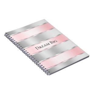 Glam Silver Blush Pink Ribbon Notitieboek