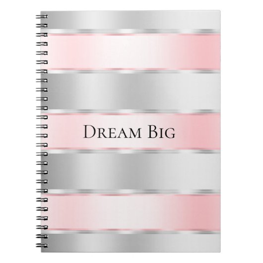Glam Silver Blush Pink Ribbon Notitieboek (Voorkant)