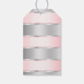 Glam Silver Blush Pink Ribbon Verjaardag Cadeaulabel (Achterkant)