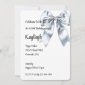 Glam Silver Bow Bloemen Verjaardag Kaart (Voorkant)