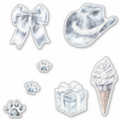 Glam Silver Bow Sticker (Voorkant)